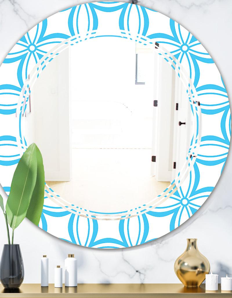 DesignQ Retro Pattern Abstract Design II - Modern Round or Oval Wall Mirror - Triple C