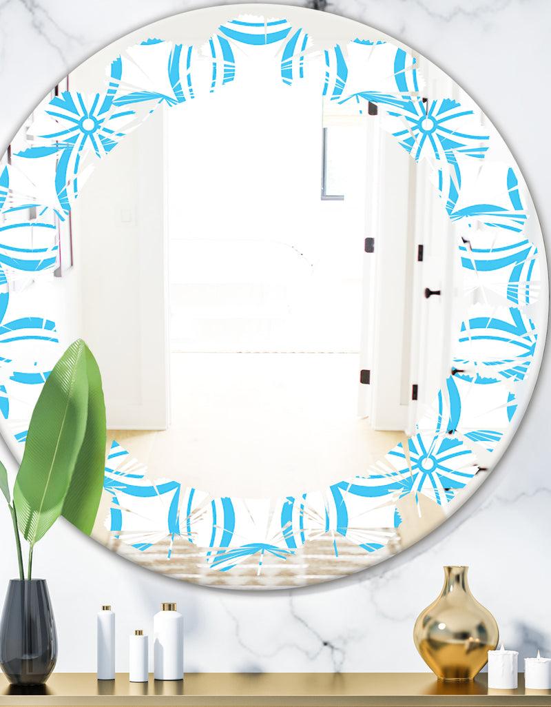 DesignQ Retro Pattern Abstract Design II - Modern Round or Oval Wall Mirror - Leaves