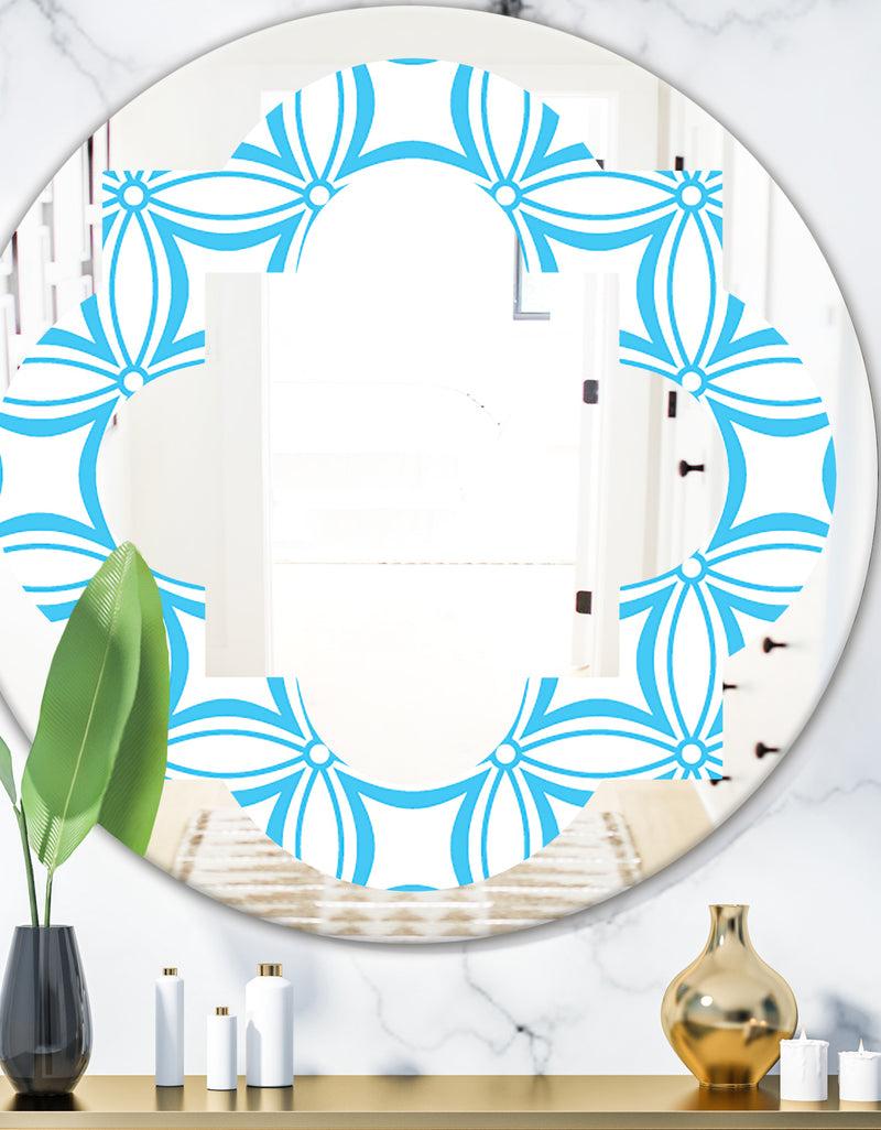 DesignQ Retro Pattern Abstract Design II - Modern Round or Oval Wall Mirror - Quatrefoil