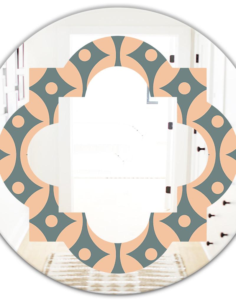 DesignQ Retro Pattern Abstract Design IV - Modern Round Or Oval Wall Mirror - Quatrefoil