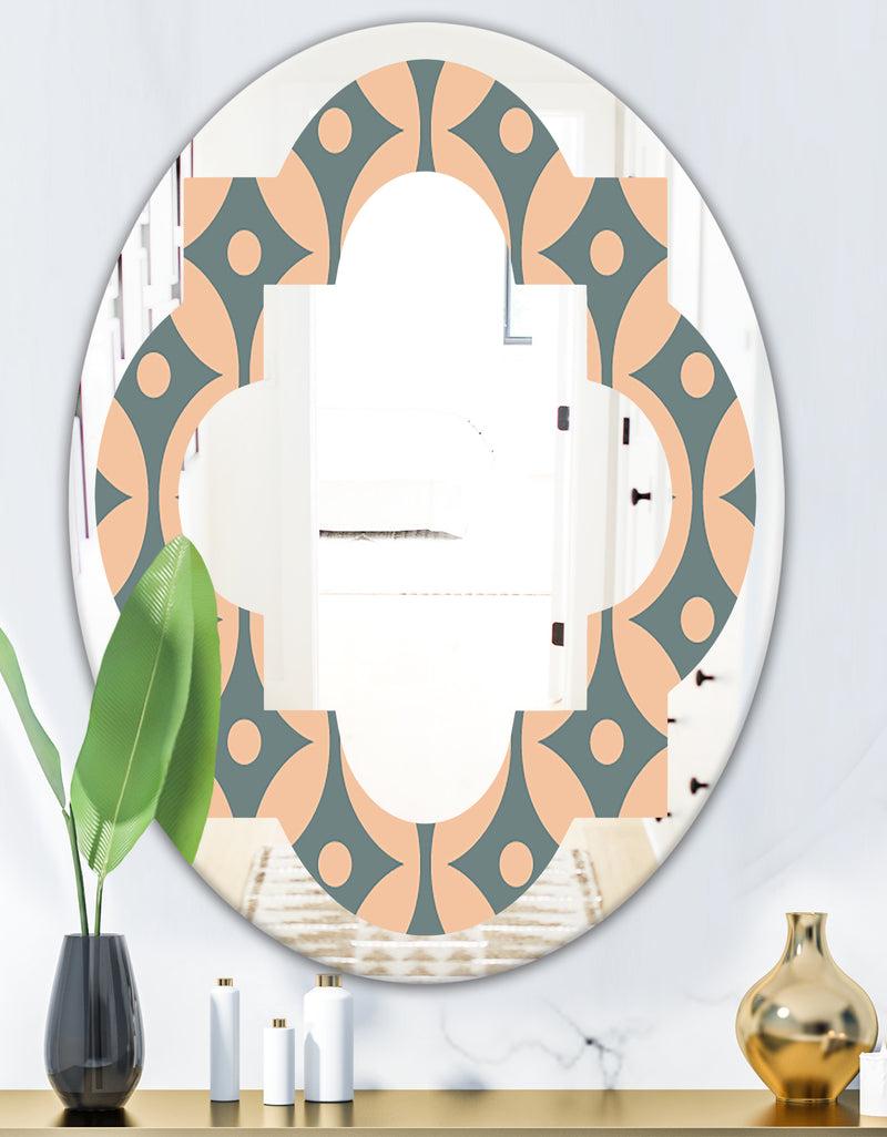 DesignQ Retro Pattern Abstract Design IV - Modern Round Or Oval Wall Mirror - Quatrefoil