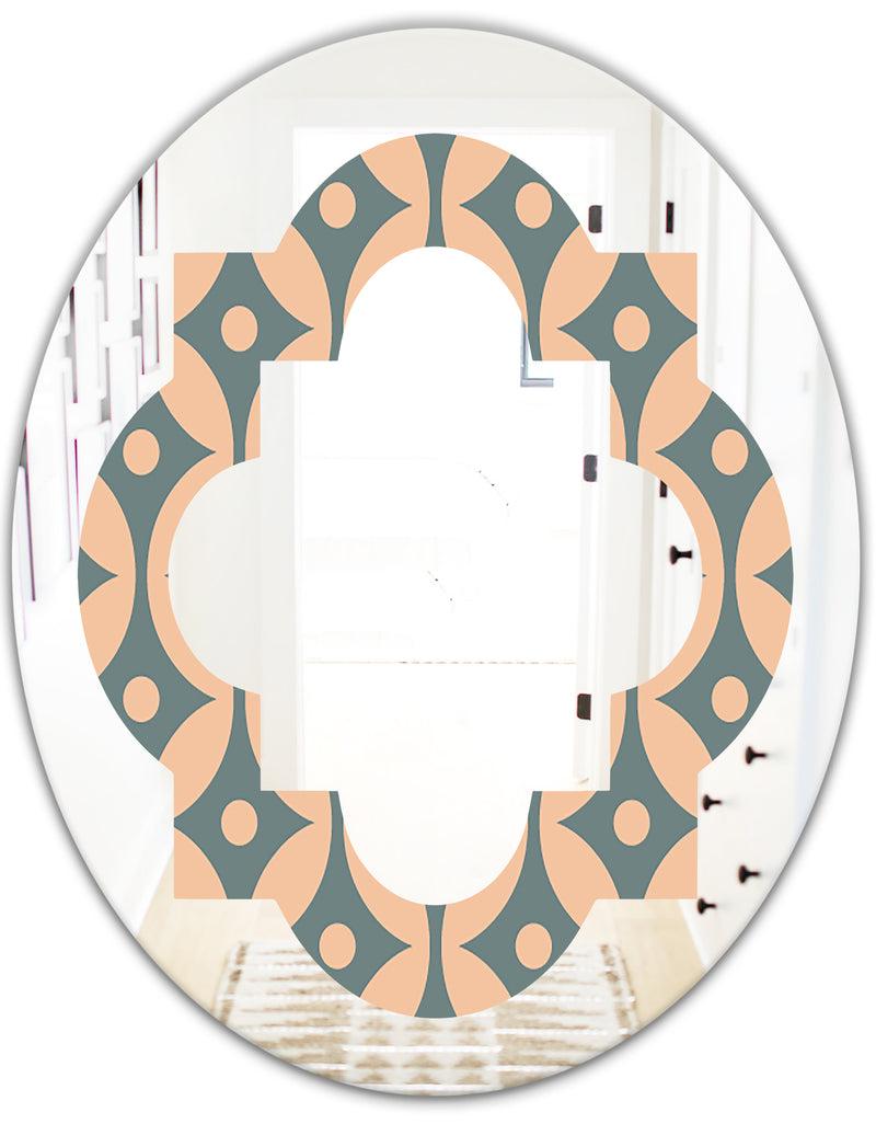 DesignQ Retro Pattern Abstract Design IV - Modern Round Or Oval Wall Mirror - Quatrefoil