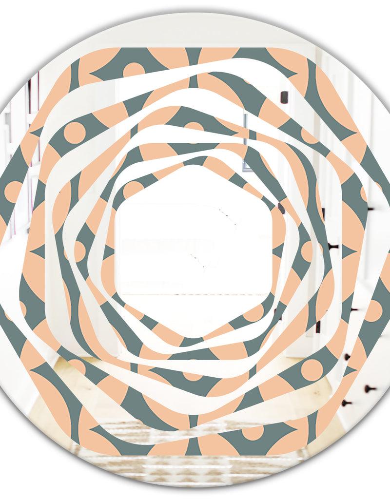 DesignQ Retro Pattern Abstract Design IV - Modern Round Or Oval Wall Mirror - Whirl