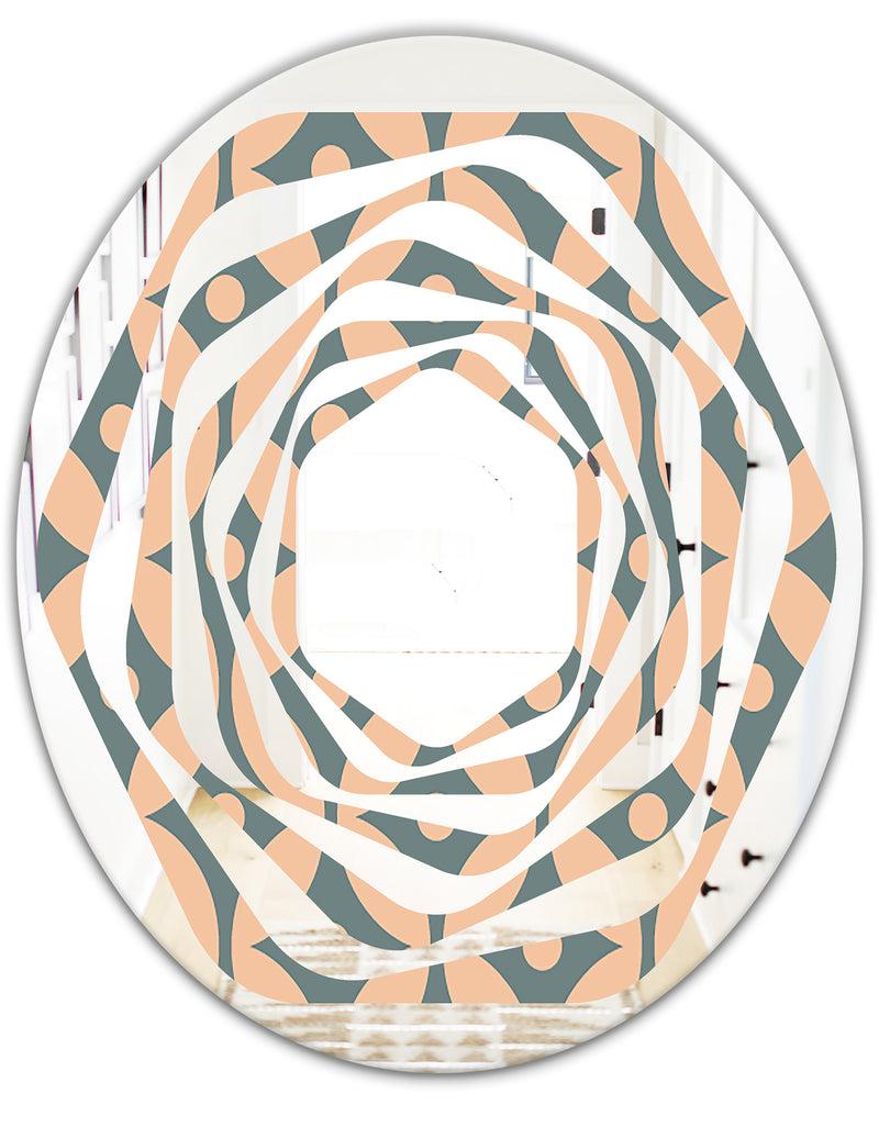 DesignQ Retro Pattern Abstract Design IV - Modern Round Or Oval Wall Mirror - Whirl