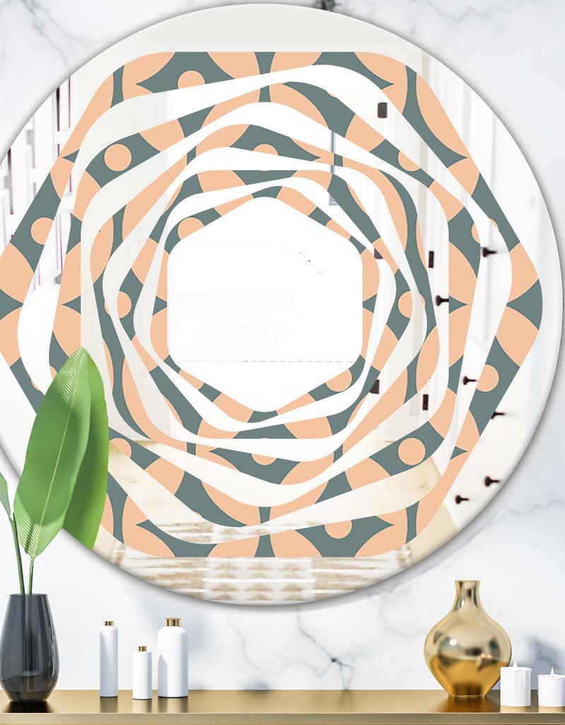 DesignQ Retro Pattern Abstract Design IV - Modern Round or Oval Wall Mirror - Whirl