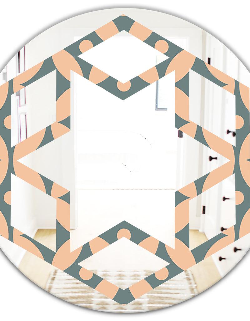 DesignQ Retro Pattern Abstract Design IV - Modern Round Or Oval Wall Mirror - Hexagon Star