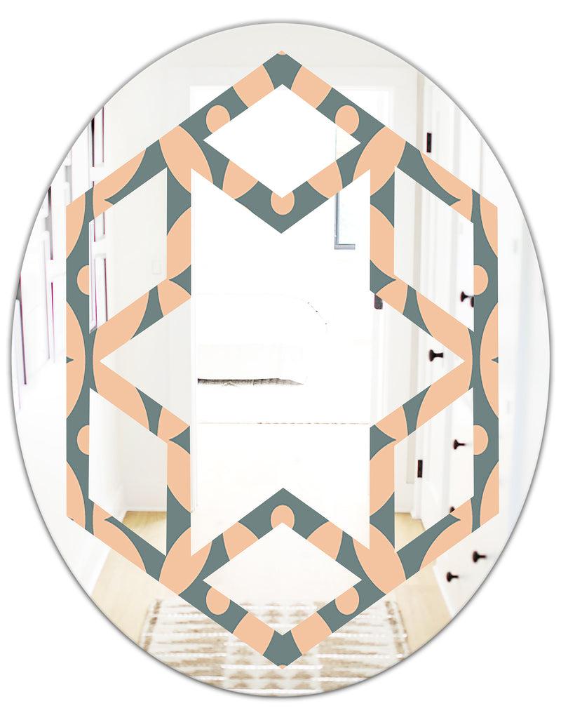 DesignQ Retro Pattern Abstract Design IV - Modern Round Or Oval Wall Mirror - Hexagon Star