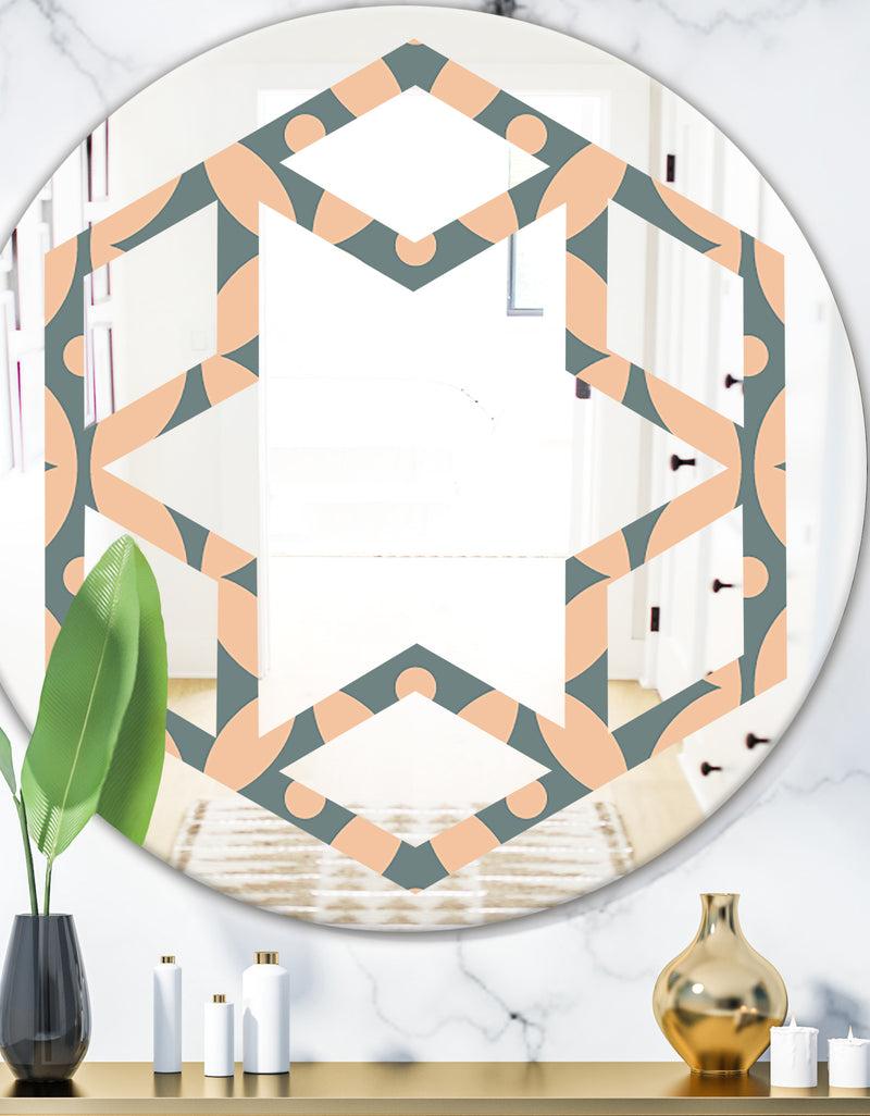 DesignQ Retro Pattern Abstract Design IV - Modern Round or Oval Wall Mirror - Hexagon Star