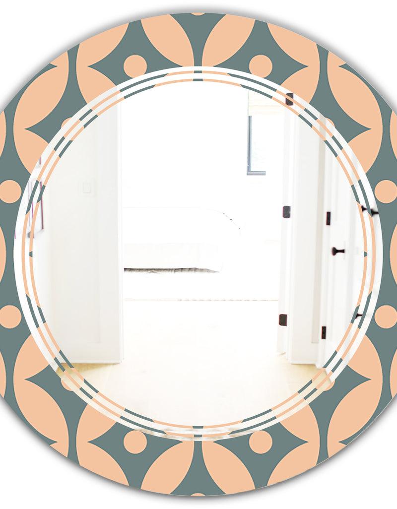 DesignQ Retro Pattern Abstract Design IV - Modern Round Or Oval Wall Mirror - Triple C