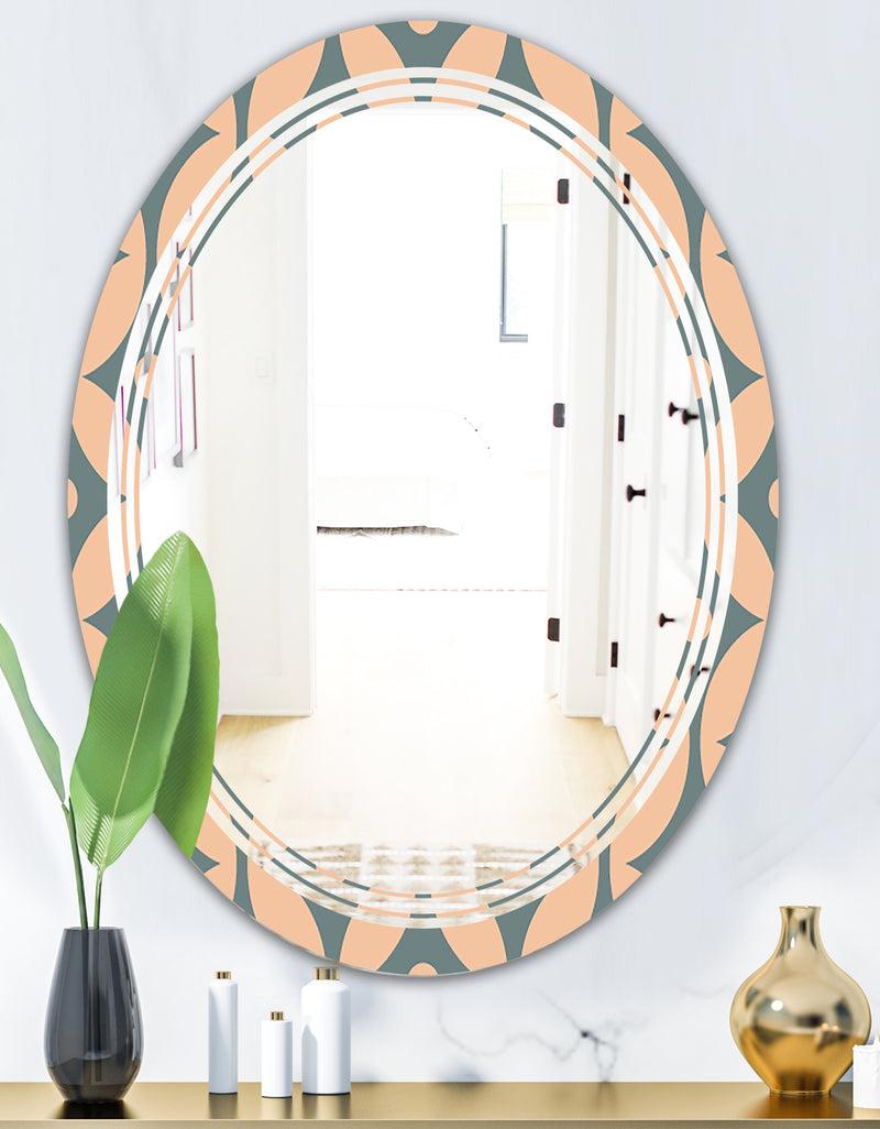 DesignQ Retro Pattern Abstract Design IV - Modern Round Or Oval Wall Mirror - Triple C