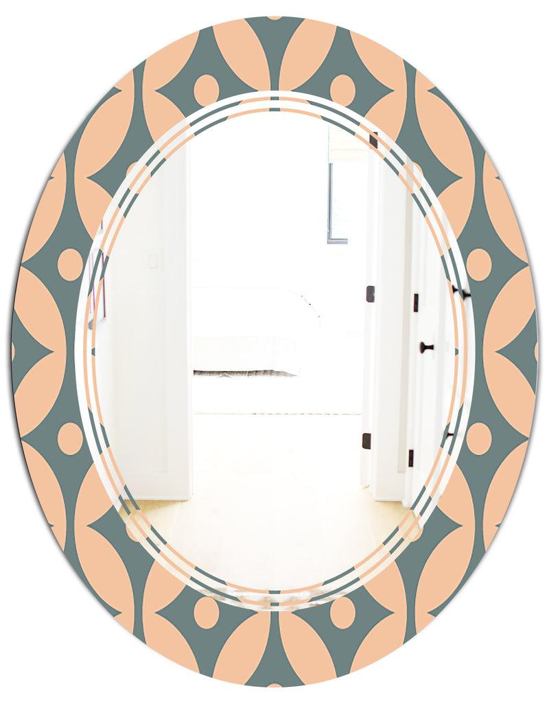 DesignQ Retro Pattern Abstract Design IV - Modern Round Or Oval Wall Mirror - Triple C