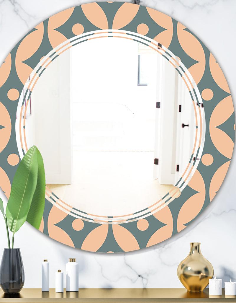 DesignQ Retro Pattern Abstract Design IV - Modern Round or Oval Wall Mirror - Triple C