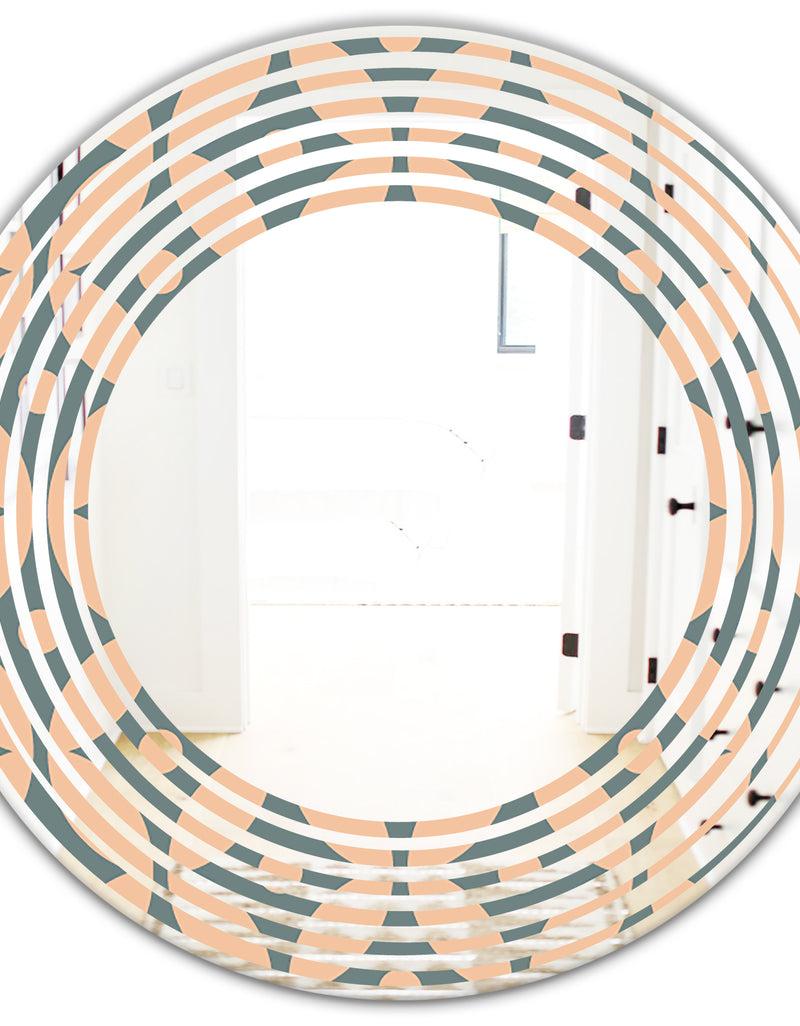 DesignQ Retro Pattern Abstract Design IV - Modern Round Or Oval Wall Mirror - Wave