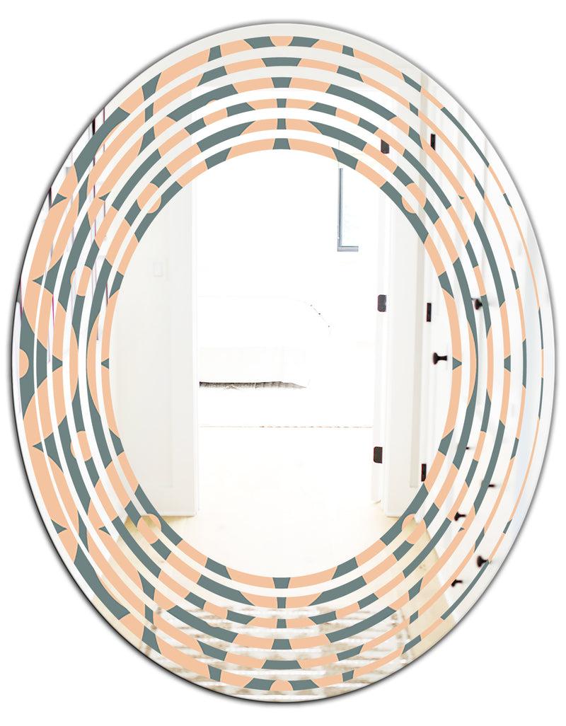 DesignQ Retro Pattern Abstract Design IV - Modern Round Or Oval Wall Mirror - Wave