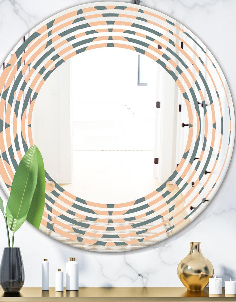 DesignQ Retro Pattern Abstract Design IV - Modern Round or Oval Wall Mirror - Wave