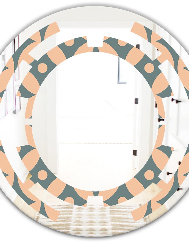 DesignQ Retro Pattern Abstract Design IV - Modern Round Or Oval Wall Mirror - Space