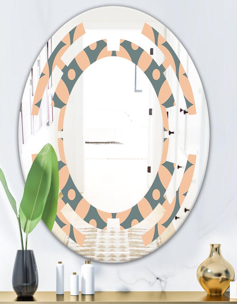 DesignQ Retro Pattern Abstract Design IV - Modern Round Or Oval Wall Mirror - Space