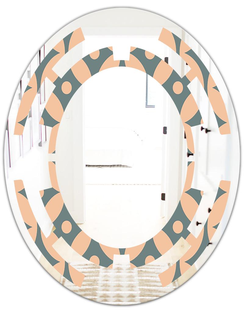 DesignQ Retro Pattern Abstract Design IV - Modern Round Or Oval Wall Mirror - Space