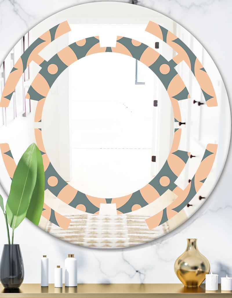 DesignQ Retro Pattern Abstract Design IV - Modern Round or Oval Wall Mirror - Space