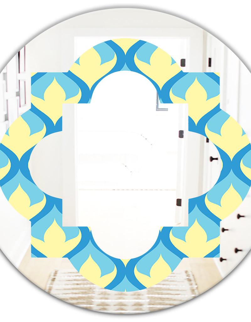 DesignQ Retro Pattern Abstract Design IX - Modern Round Or Oval Wall Mirror - Quatrefoil