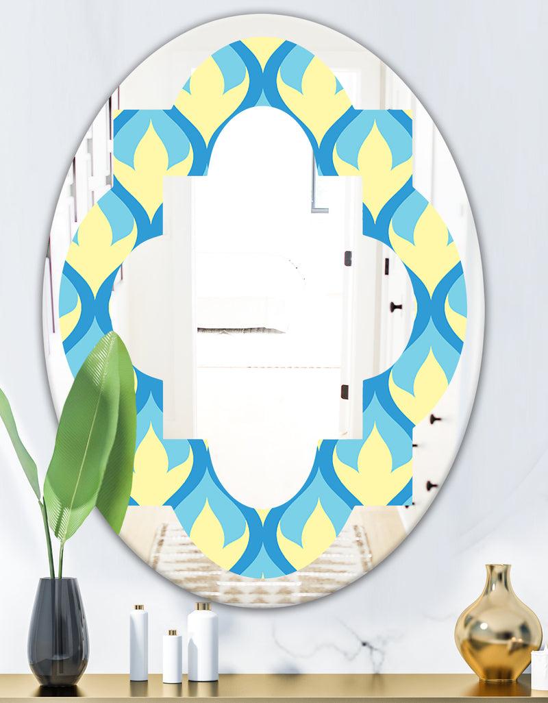 DesignQ Retro Pattern Abstract Design IX - Modern Round Or Oval Wall Mirror - Quatrefoil