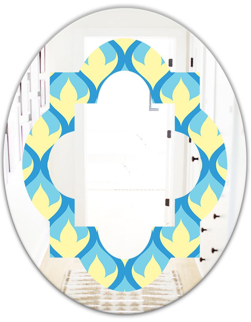 DesignQ Retro Pattern Abstract Design IX - Modern Round Or Oval Wall Mirror - Quatrefoil