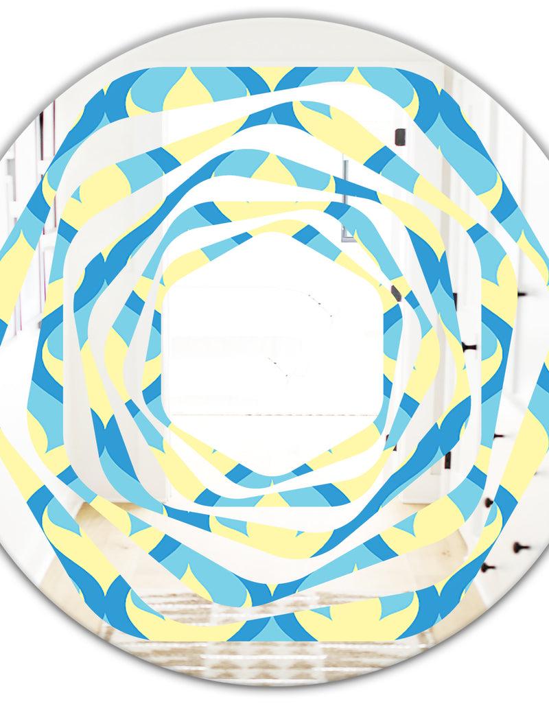 DesignQ Retro Pattern Abstract Design IX - Modern Round Or Oval Wall Mirror - Whirl