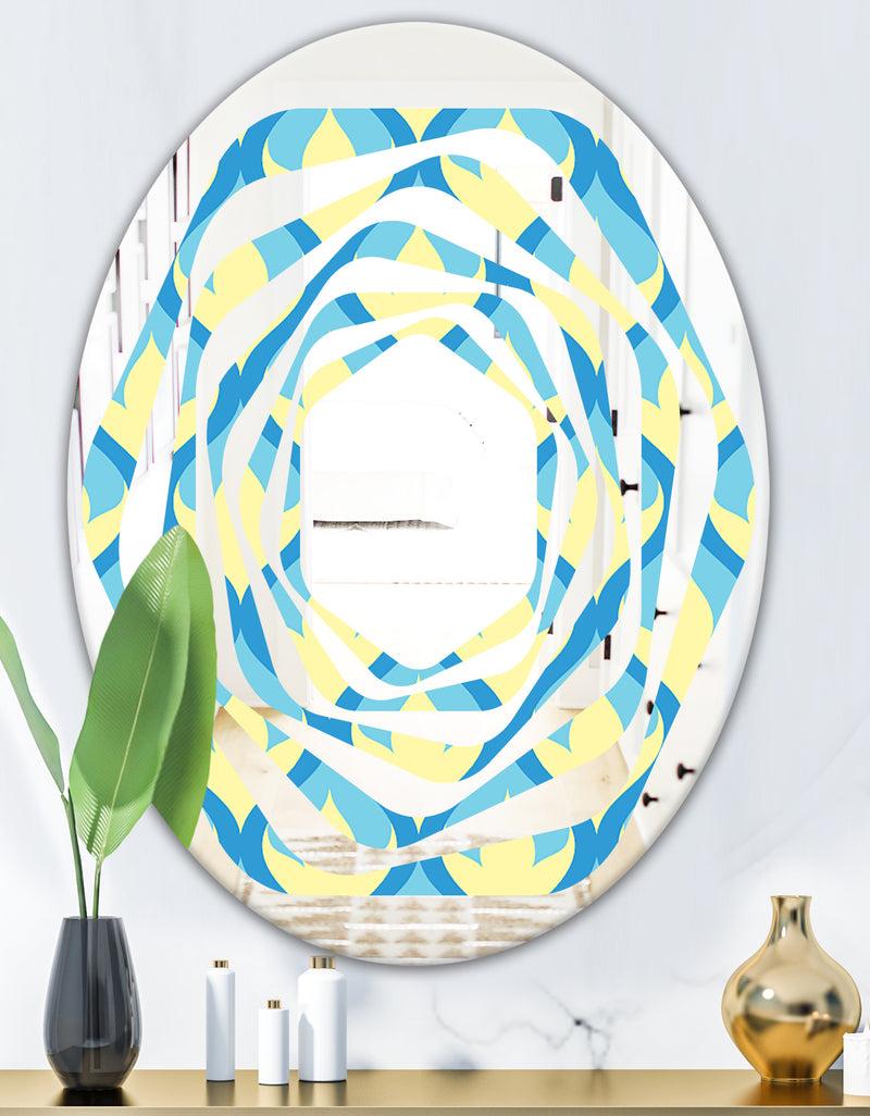 DesignQ Retro Pattern Abstract Design IX - Modern Round Or Oval Wall Mirror - Whirl