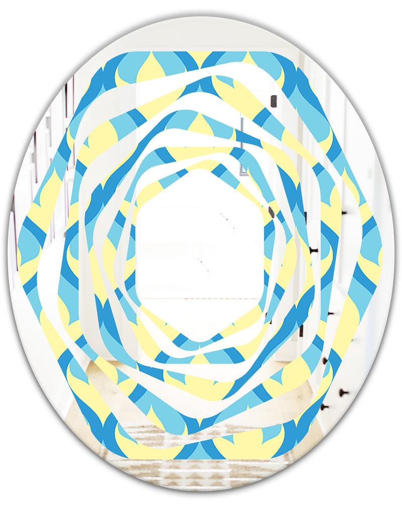 DesignQ Retro Pattern Abstract Design IX - Modern Round Or Oval Wall Mirror - Whirl