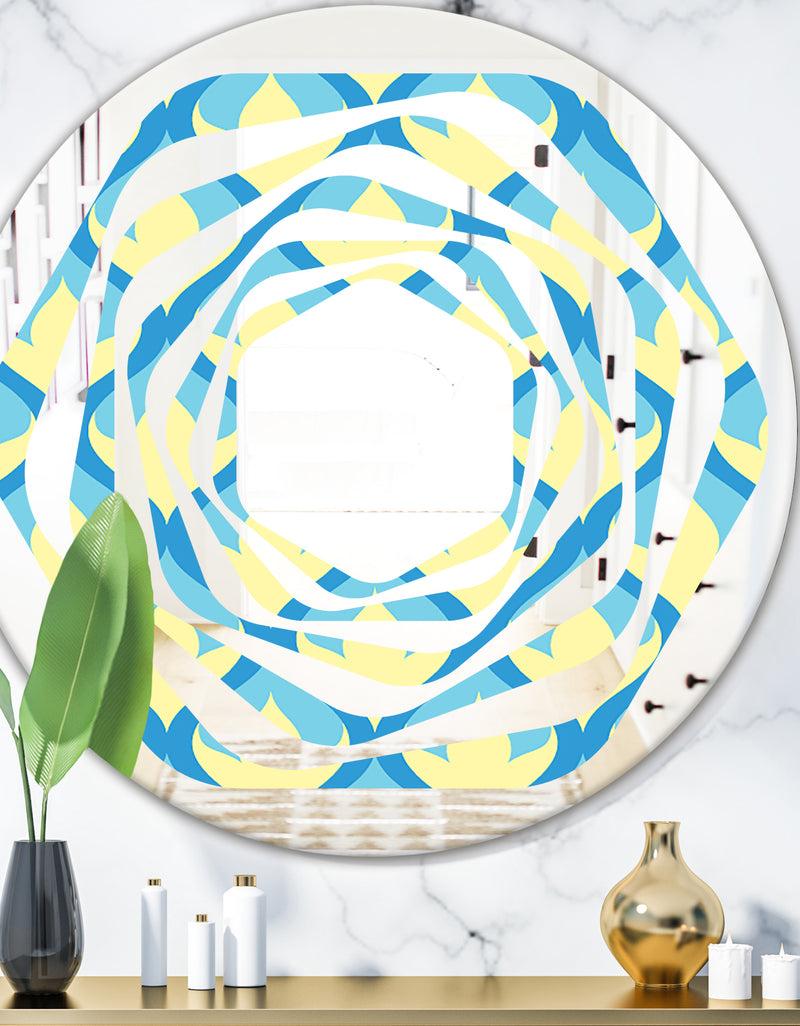 DesignQ Retro Pattern Abstract Design IX - Modern Round or Oval Wall Mirror - Whirl