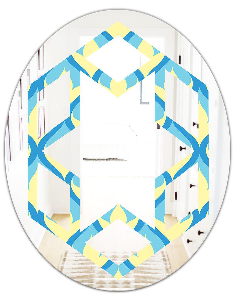 DesignQ Retro Pattern Abstract Design IX - Modern Round Or Oval Wall Mirror - Hexagon Star
