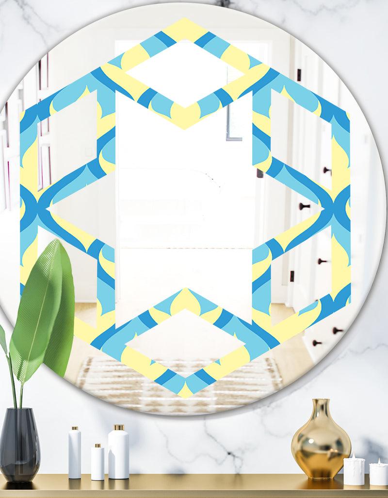 DesignQ Retro Pattern Abstract Design IX - Modern Round or Oval Wall Mirror - Hexagon Star