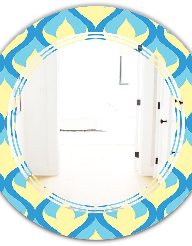 DesignQ Retro Pattern Abstract Design IX - Modern Round Or Oval Wall Mirror - Triple C