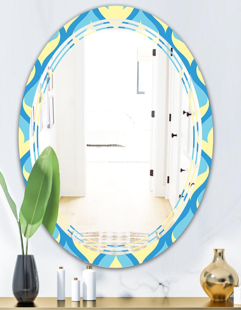 DesignQ Retro Pattern Abstract Design IX - Modern Round Or Oval Wall Mirror - Triple C