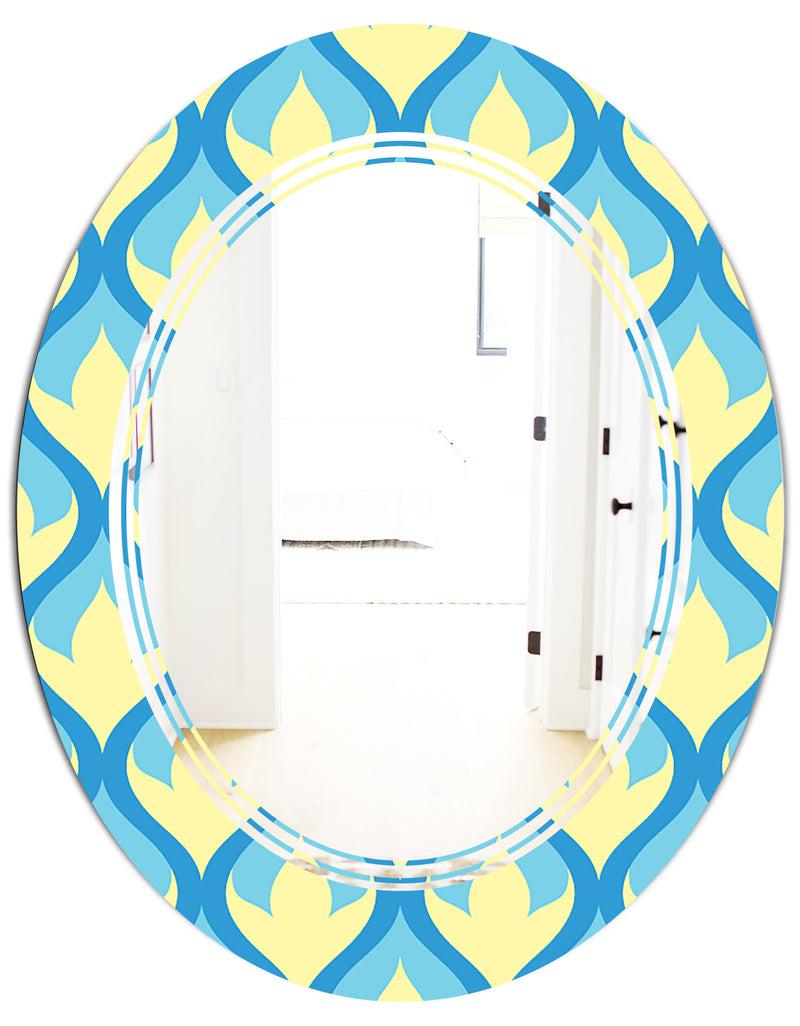 DesignQ Retro Pattern Abstract Design IX - Modern Round Or Oval Wall Mirror - Triple C