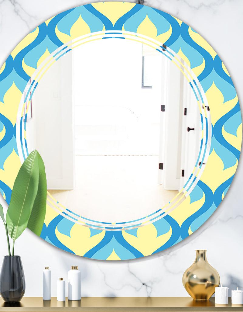DesignQ Retro Pattern Abstract Design IX - Modern Round or Oval Wall Mirror - Triple C