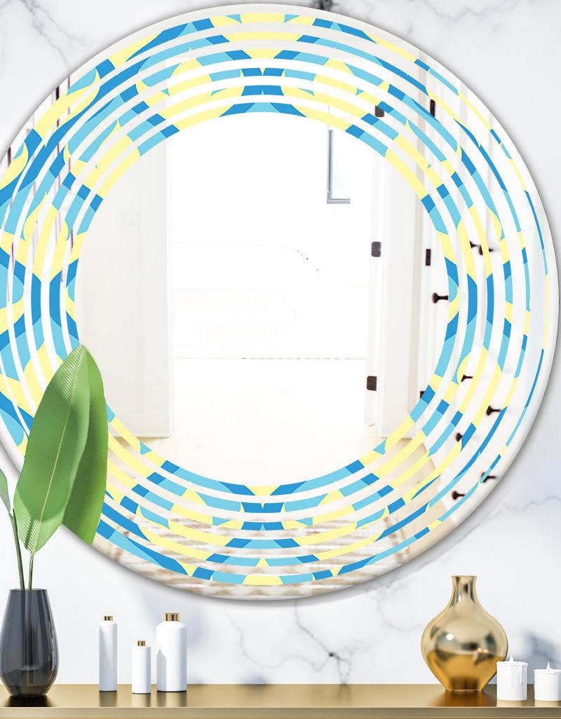 DesignQ Retro Pattern Abstract Design IX - Modern Round or Oval Wall Mirror - Wave