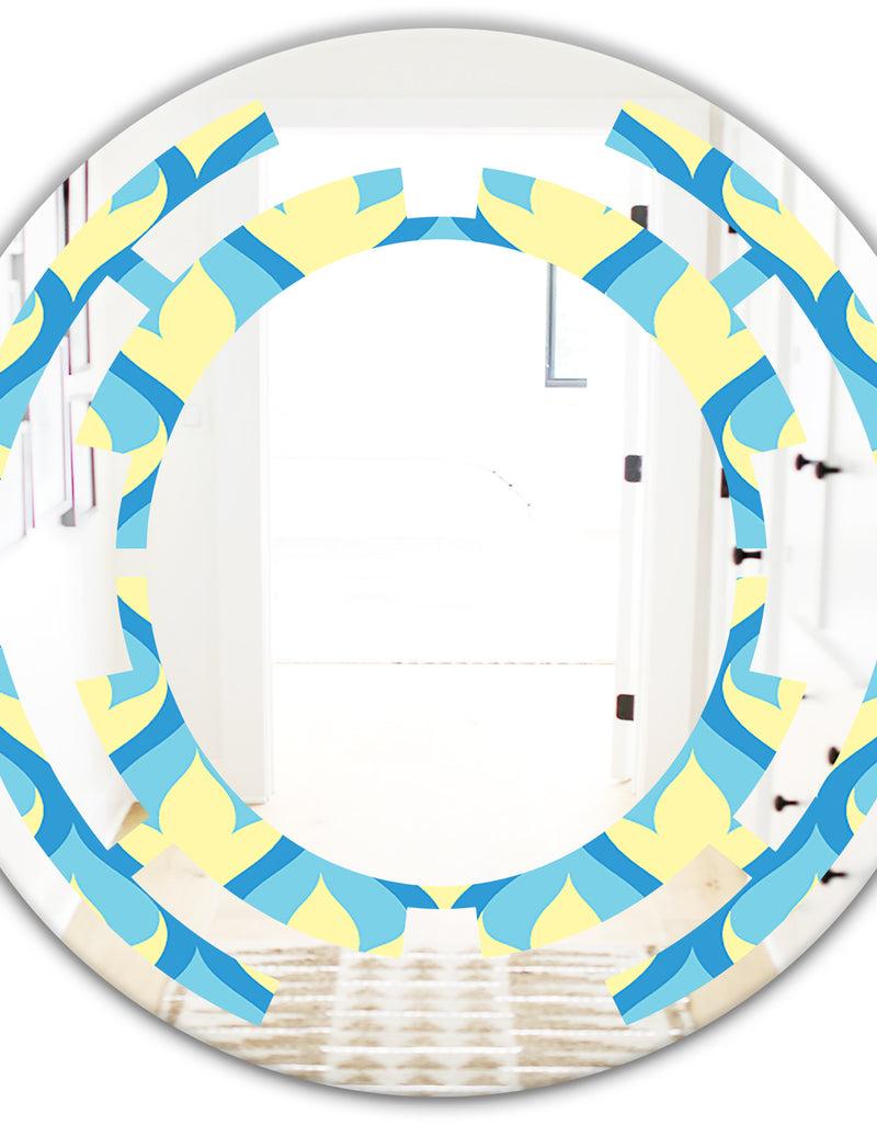 DesignQ Retro Pattern Abstract Design IX - Modern Round Or Oval Wall Mirror - Space