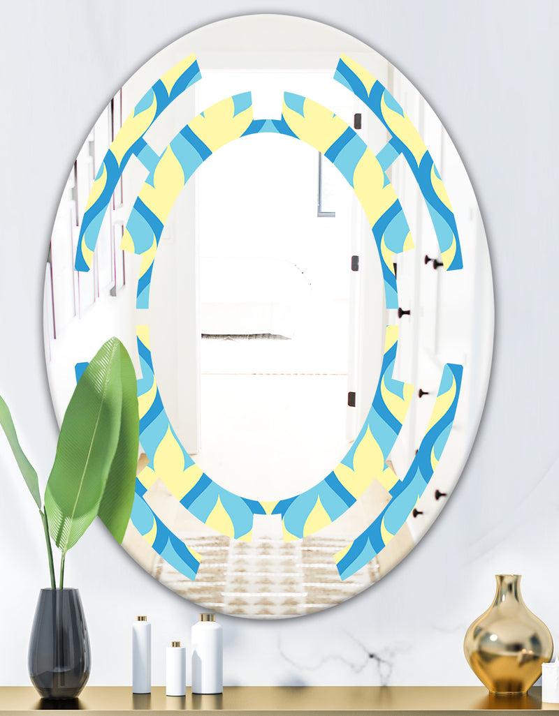 DesignQ Retro Pattern Abstract Design IX - Modern Round Or Oval Wall Mirror - Space