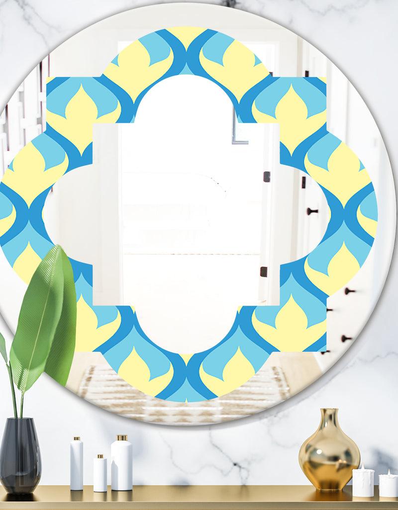 DesignQ Retro Pattern Abstract Design IX - Modern Round or Oval Wall Mirror - Quatrefoil
