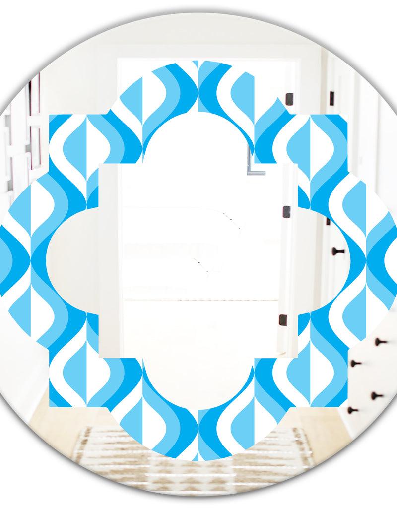 DesignQ Retro Pattern Abstract Design VI - Modern Round Or Oval Wall Mirror - Quatrefoil