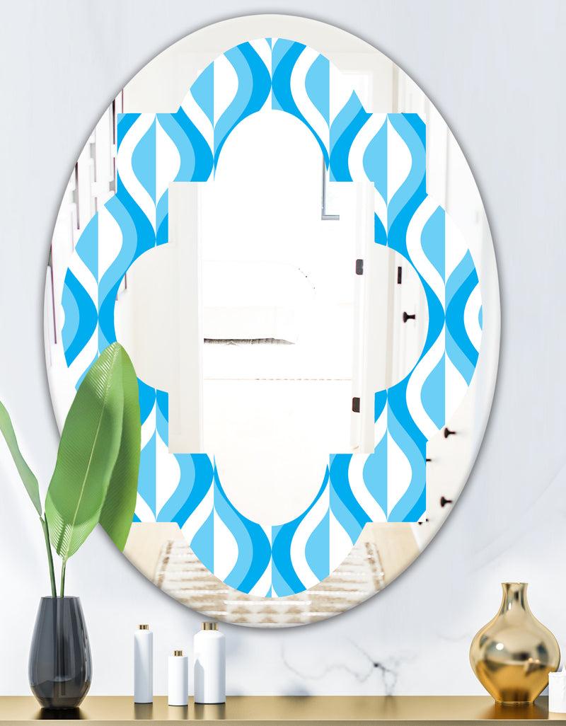 DesignQ Retro Pattern Abstract Design VI - Modern Round Or Oval Wall Mirror - Quatrefoil