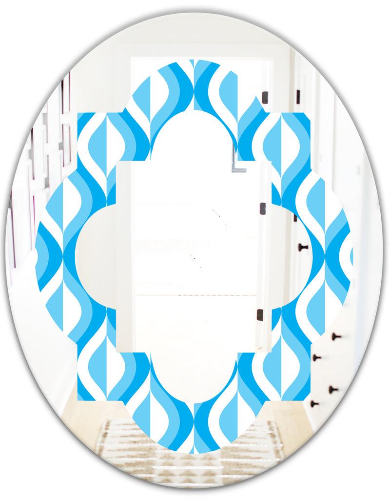 DesignQ Retro Pattern Abstract Design VI - Modern Round Or Oval Wall Mirror - Quatrefoil