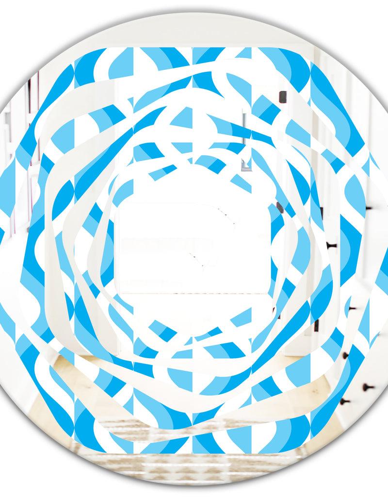 DesignQ Retro Pattern Abstract Design VI - Modern Round Or Oval Wall Mirror - Whirl