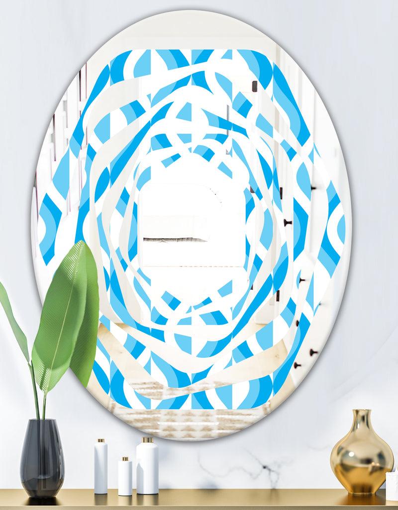 DesignQ Retro Pattern Abstract Design VI - Modern Round Or Oval Wall Mirror - Whirl