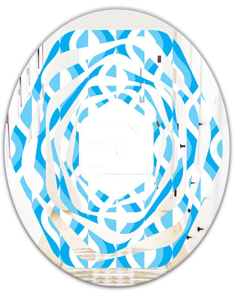 DesignQ Retro Pattern Abstract Design VI - Modern Round Or Oval Wall Mirror - Whirl