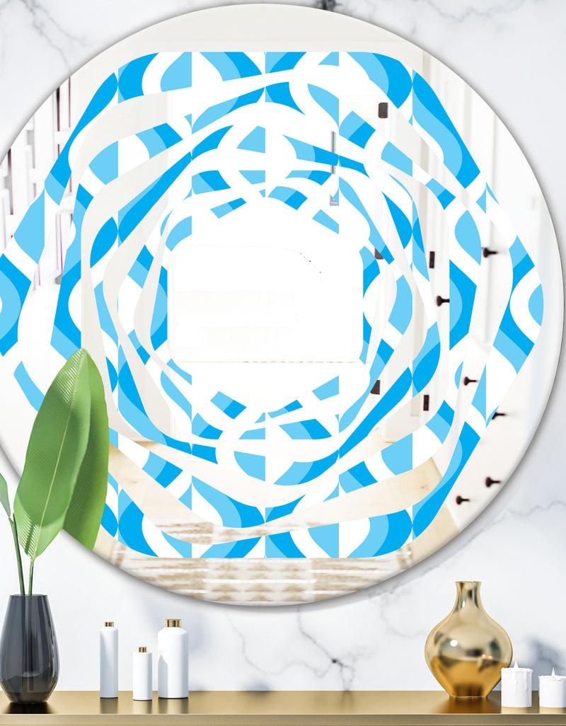 DesignQ Retro Pattern Abstract Design VI - Modern Round or Oval Wall Mirror - Whirl