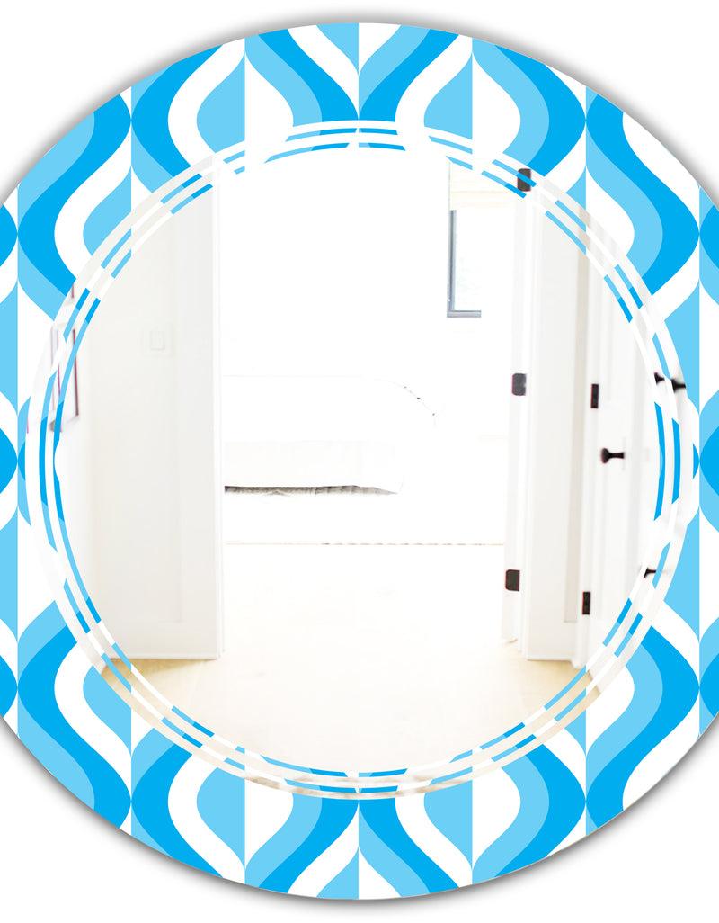 DesignQ Retro Pattern Abstract Design VI - Modern Round Or Oval Wall Mirror - Triple C