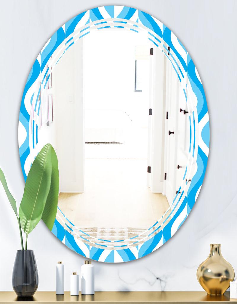 DesignQ Retro Pattern Abstract Design VI - Modern Round Or Oval Wall Mirror - Triple C