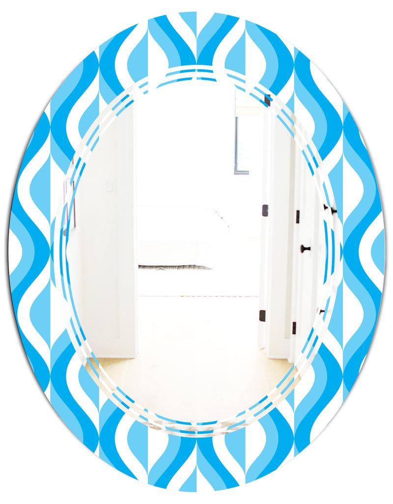 DesignQ Retro Pattern Abstract Design VI - Modern Round Or Oval Wall Mirror - Triple C